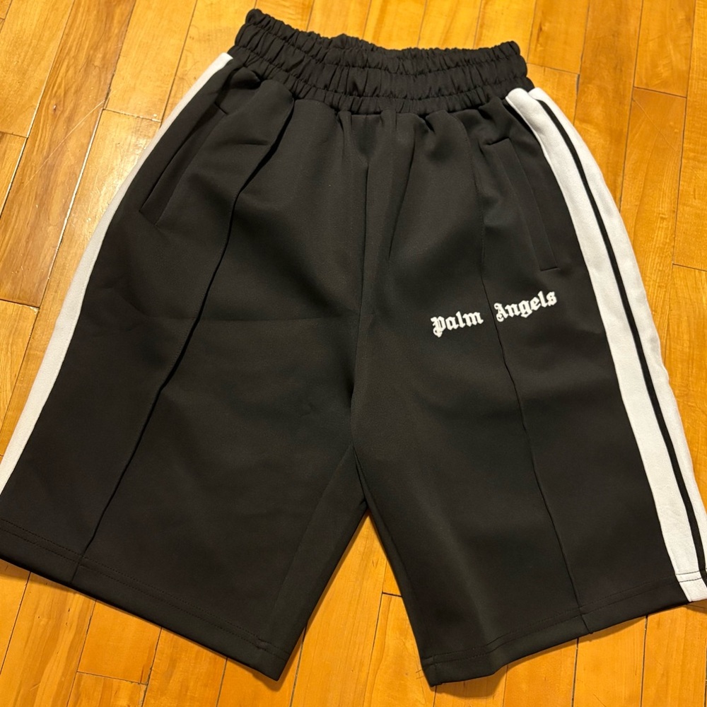 Original with tags Palm Angels Black Shorts with White Stripes